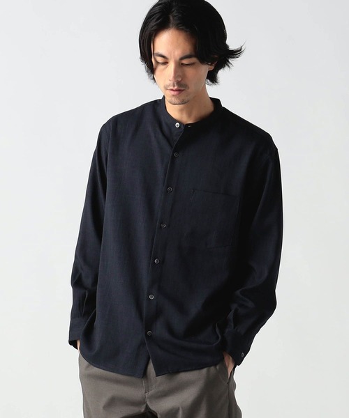 Grand PARK（グランドパーク）の「ウールライクバンドカラーシャツ（シャツ/ブラウス・メンズ・グレー/カーキ/チャコールグレー・MEDIUM/LARGE）」の2枚目の写真