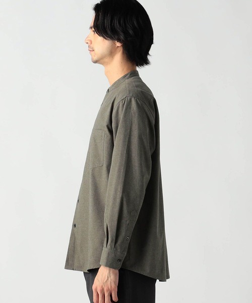 Grand PARK（グランドパーク）の「ウールライクバンドカラーシャツ（シャツ/ブラウス・メンズ・グレー/カーキ/チャコールグレー・MEDIUM/LARGE）」の6枚目の写真