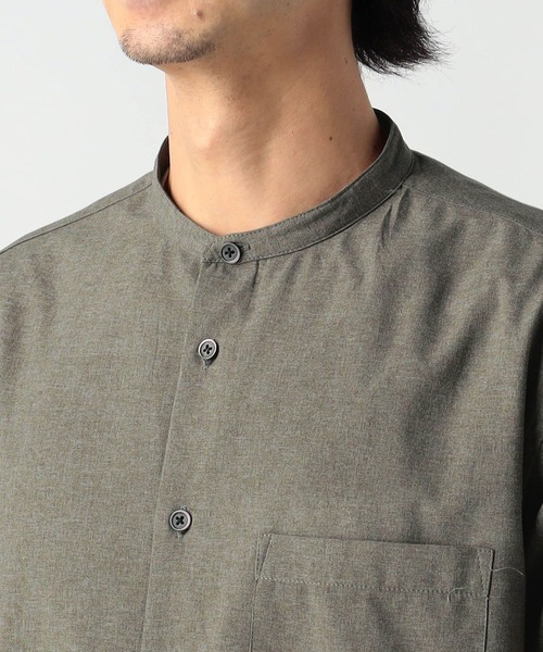 Grand PARK（グランドパーク）の「ウールライクバンドカラーシャツ（シャツ/ブラウス・メンズ・グレー/カーキ/チャコールグレー・MEDIUM/LARGE）」の7枚目の写真