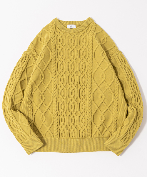 417 EDIFICE（フォーワンセブンエディフィス）の「リラックス ケーブルニット（ニット/セーター・メンズ・ホワイト/チャコールグレー/ブラック/ベージュ/レッド/イエロー/グリーン系その他・SMALL/MEDIUM/LARGE）」の7枚目の写真