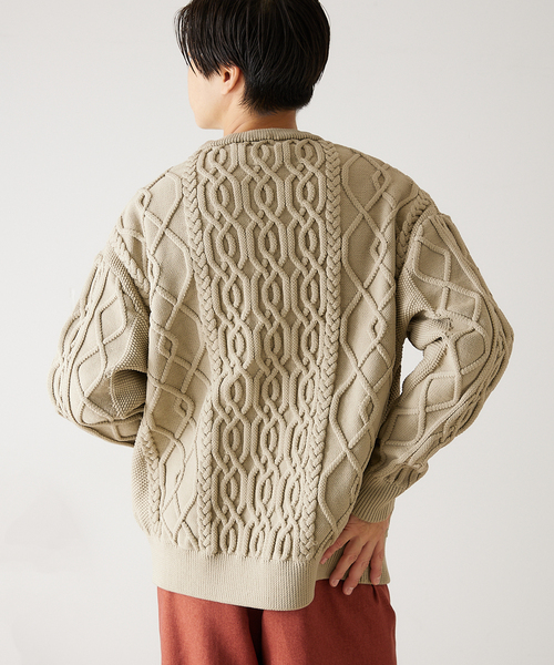 417 EDIFICE（フォーワンセブンエディフィス）の「リラックス ケーブルニット（ニット/セーター・メンズ・ホワイト/チャコールグレー/ブラック/ベージュ/レッド/イエロー/グリーン系その他・SMALL/MEDIUM/LARGE）」の22枚目の写真