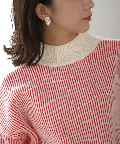 Bou Jeloud(ブージュルード)の「配色リブ編みニット(ニット/セーター・レディース・グリーン/レッド/ブルー/チャコールグレー・FREE)」の16枚目の写真