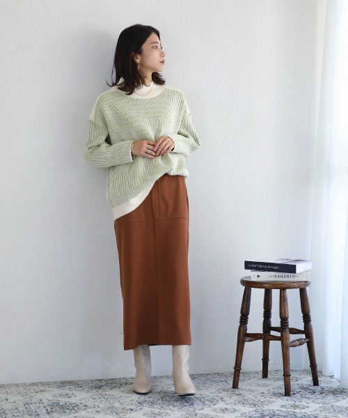 Bou Jeloud(ブージュルード)の「配色リブ編みニット(ニット/セーター・レディース・グリーン/レッド/ブルー/チャコールグレー・FREE)」の12枚目の写真