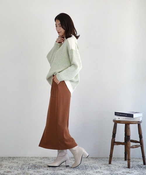 Bou Jeloud(ブージュルード)の「配色リブ編みニット(ニット/セーター・レディース・グリーン/レッド/ブルー/チャコールグレー・FREE)」の20枚目の写真