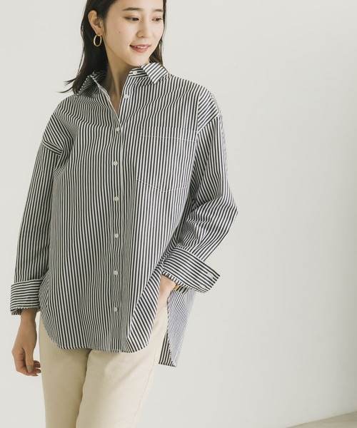 URBAN RESEARCH（アーバンリサーチ）の「コットンレギュラーシャツ（シャツ/ブラウス・レディース・ブルー系その他/オフホワイト/ストライプ・FREE）」の3枚目の写真