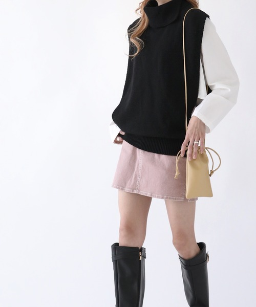 UNE MANSION（ユヌマンション）の「タートルネックニットベスト（ベスト・レディース・ブラック/グレー/アイボリー/チャコール・FREE）」の12枚目の写真