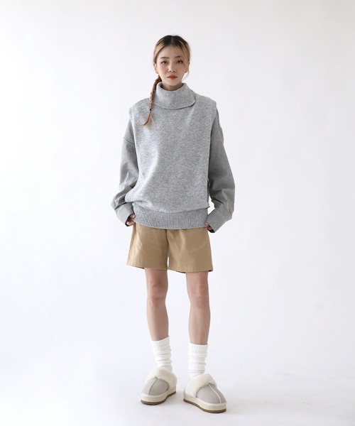 UNE MANSION（ユヌマンション）の「タートルネックニットベスト（ベスト・レディース・ブラック/グレー/アイボリー/チャコール・FREE）」の14枚目の写真