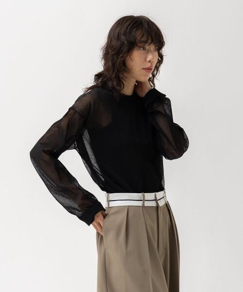 CITEN（シテン）の「＜CITEN＞シアー シンプル ニット（ニット/セーター・レディース・ライラック/ブラック・FREE）」の4枚目の写真