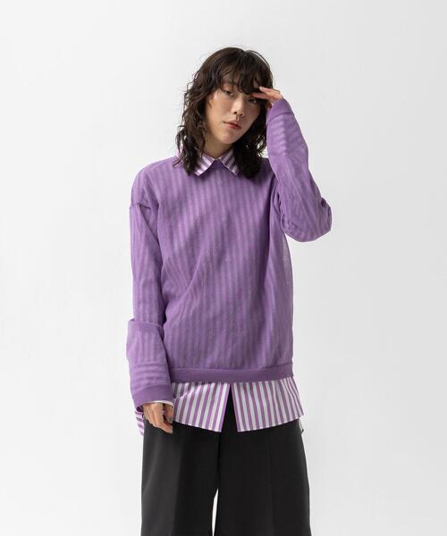 CITEN（シテン）の「＜CITEN＞シアー シンプル ニット（ニット/セーター・レディース・ライラック/ブラック・FREE）」の11枚目の写真