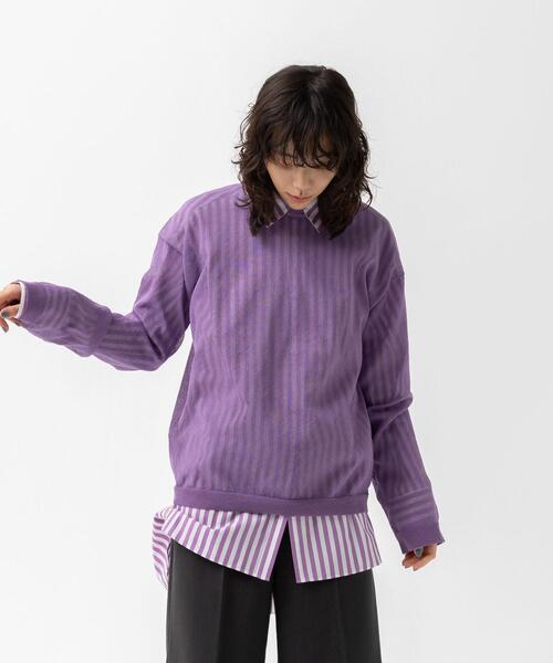 CITEN（シテン）の「＜CITEN＞シアー シンプル ニット（ニット/セーター・レディース・ライラック/ブラック・FREE）」の13枚目の写真