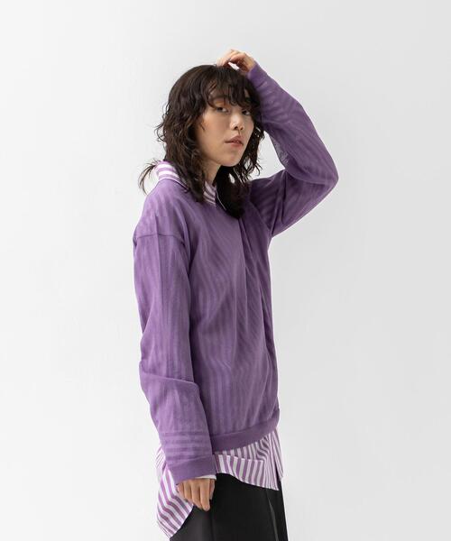 CITEN（シテン）の「＜CITEN＞シアー シンプル ニット（ニット/セーター・レディース・ライラック/ブラック・FREE）」の14枚目の写真