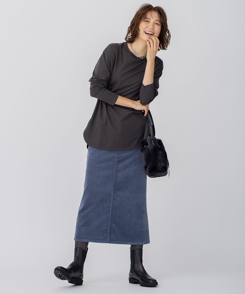 洗える】23区DENIM ベルベットストレッチ Aライン スカート（スカート