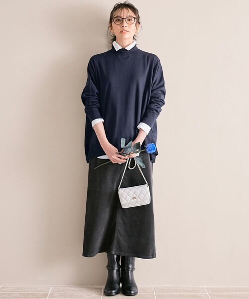 洗える】23区DENIM ベルベットストレッチ Aライン スカート（スカート