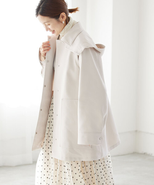 IENA(イエナ)の「トリプルクロスフードコート(その他アウター・レディース・チャコールグレー/アイボリー/ベージュ・36/38)」の2枚目の写真