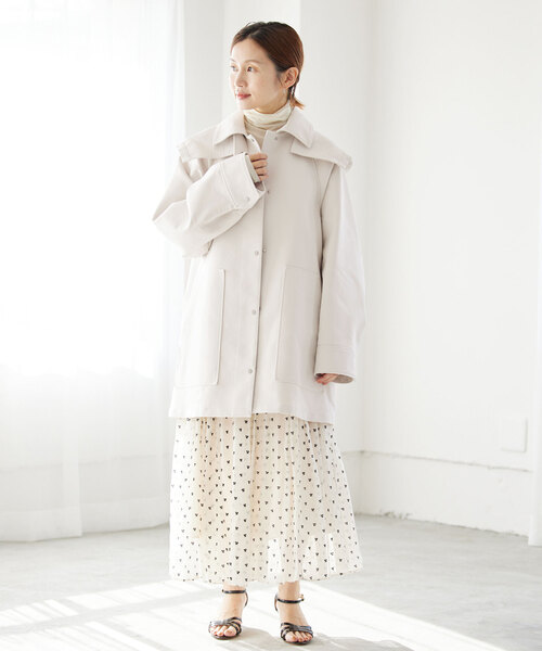 IENA(イエナ)の「トリプルクロスフードコート(その他アウター・レディース・チャコールグレー/アイボリー/ベージュ・36/38)」の5枚目の写真