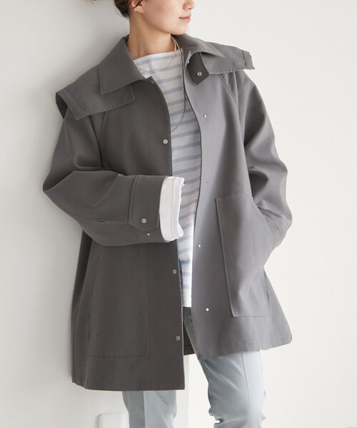 IENA(イエナ)の「トリプルクロスフードコート(その他アウター・レディース・チャコールグレー/アイボリー/ベージュ・36/38)」の7枚目の写真