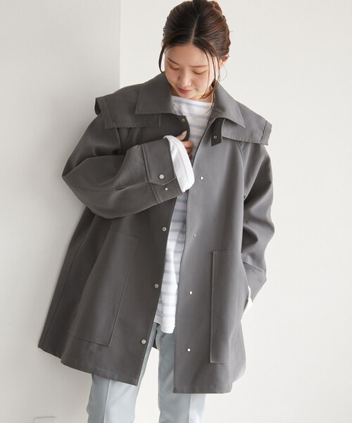 IENA(イエナ)の「トリプルクロスフードコート(その他アウター・レディース・チャコールグレー/アイボリー/ベージュ・36/38)」の9枚目の写真