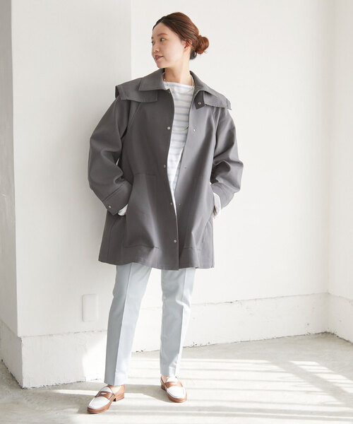 IENA(イエナ)の「トリプルクロスフードコート(その他アウター・レディース・チャコールグレー/アイボリー/ベージュ・36/38)」の12枚目の写真