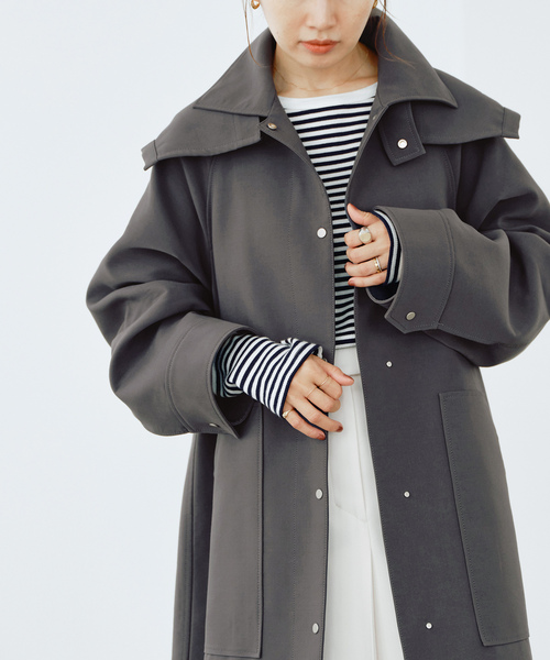 IENA(イエナ)の「トリプルクロスフードコート(その他アウター・レディース・チャコールグレー/アイボリー/ベージュ・36/38)」の15枚目の写真