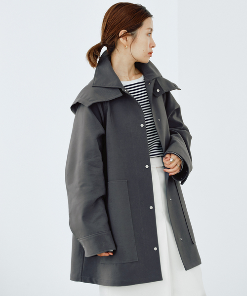 IENA(イエナ)の「トリプルクロスフードコート(その他アウター・レディース・チャコールグレー/アイボリー/ベージュ・36/38)」の16枚目の写真