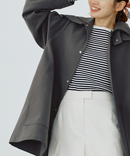 IENA(イエナ)の「トリプルクロスフードコート(その他アウター・レディース・チャコールグレー/アイボリー/ベージュ・36/38)」の19枚目の写真