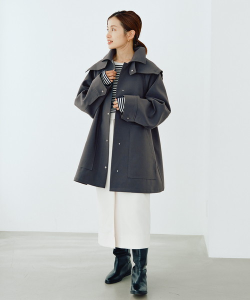 IENA(イエナ)の「トリプルクロスフードコート(その他アウター・レディース・チャコールグレー/アイボリー/ベージュ・36/38)」の21枚目の写真