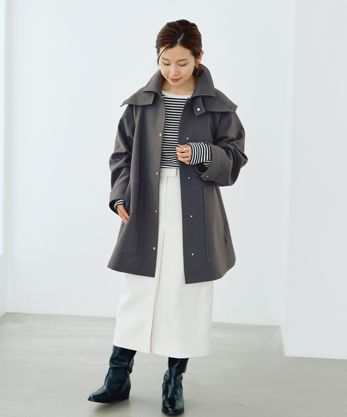 IENA(イエナ)の「トリプルクロスフードコート(その他アウター・レディース・チャコールグレー/アイボリー/ベージュ・36/38)」の22枚目の写真