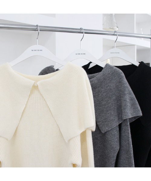 MODE ROBE（モードローブ）の「セーラーカラーニット（ニット/セーター・レディース・アイボリー/ブラック/グレー・FREE）」の16枚目の写真