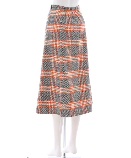 clear（クリア）の「六枚ハギチェック柄フレアスカート（スカート・レディース・オレンジ/ブラック・S/M）」の5枚目の写真