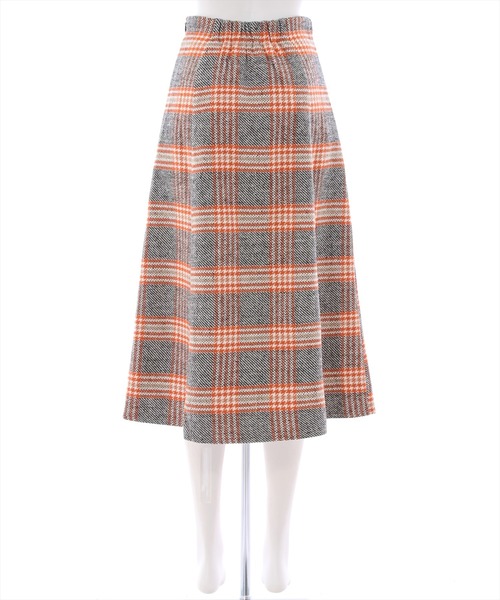 clear（クリア）の「六枚ハギチェック柄フレアスカート（スカート・レディース・オレンジ/ブラック・S/M）」の6枚目の写真