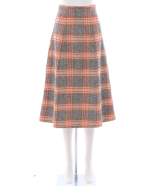clear（クリア）の「六枚ハギチェック柄フレアスカート（スカート・レディース・オレンジ/ブラック・S/M）」の16枚目の写真