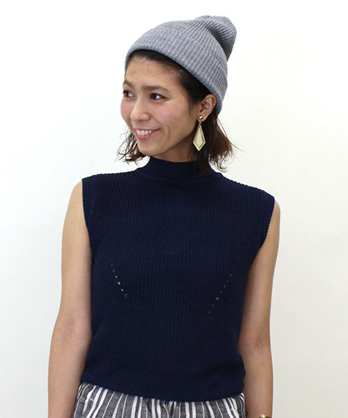 mystic（ミスティック）の「ノースリーブ畦ニット（ニット/セーター・レディース・その他1/ネイビー/オフホワイト・ﾌﾘ-）」の3枚目の写真