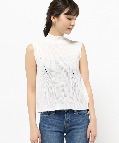 mystic（ミスティック）の「ノースリーブ畦ニット（ニット/セーター・レディース・その他1/ネイビー/オフホワイト・ﾌﾘ-）」の6枚目の写真