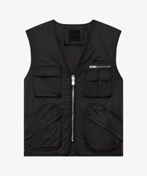 Multipockets jacket in embroidered nylon