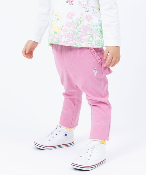 KP(ケーピー)の「ストレッチニットツイル後ろフリルパンツ(80~90cm)(その他パンツ・キッズ・ピンク/イエロー・90cm)」の1枚目の写真