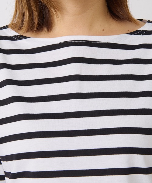 RIVE DROITE(リヴドロワ)の「切り返しのボーダーで遊び心をプラス/クレイジーボーダークロップカットソー(Tシャツ/カットソー・レディース・ブラック/ブルー・FREE)」の12枚目の写真