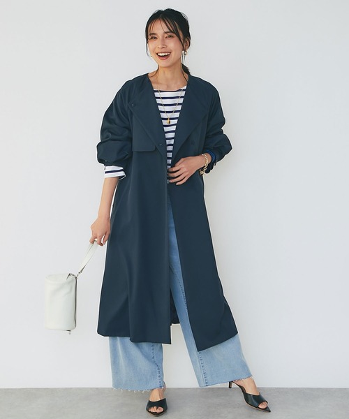 RIVE DROITE(リヴドロワ)の「切り返しのボーダーで遊び心をプラス/クレイジーボーダークロップカットソー(Tシャツ/カットソー・レディース・ブラック/ブルー・FREE)」の5枚目の写真