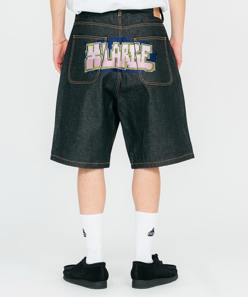 XLARGE(エクストララージ)の「POLYGON LOGO DENIM SHORT PANTS(デニムパンツ・メンズ・ブラック/インディゴブルー・32inch/30inch/34inch/36inch)」の2枚目の写真