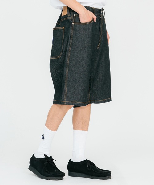 XLARGE(エクストララージ)の「POLYGON LOGO DENIM SHORT PANTS(デニムパンツ・メンズ・ブラック/インディゴブルー・32inch/30inch/34inch/36inch)」の4枚目の写真