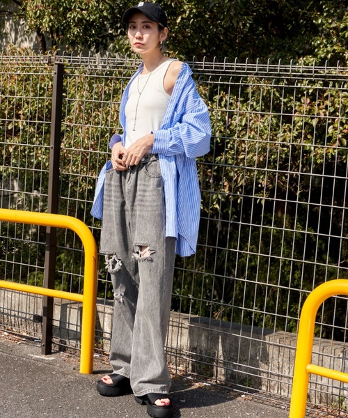Auntie Rosa Holiday(アンティローザホリデー)の「カップ付きリブアメスリタンク(タンクトップ・レディース・オフホワイト/ブルー/ブラック/オレンジ・FREE)」の17枚目の写真