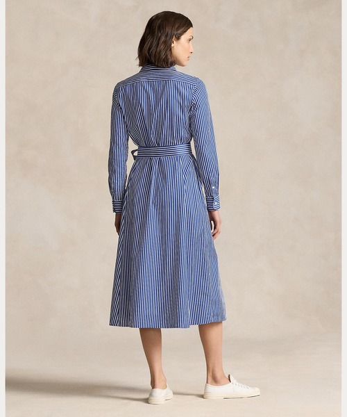 ベルテッド ストライプド コットン シャツドレス（シャツ