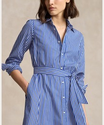 ユミ 現行品【極美品】ポロラルフローレン ベルテッドストライプシャツドレス POLO RALPH LAUREN シャツワンピース ベルテッド ストライプド