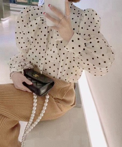 SpRay（スプレイ）の「シアードットボウタイブラウス（シャツ/ブラウス・レディース・オフホワイト/ブラック/ピンク・FREE）」の2枚目の写真