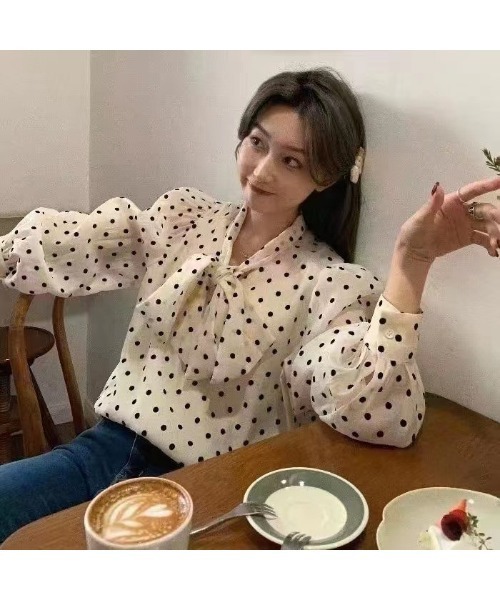 SpRay（スプレイ）の「シアードットボウタイブラウス（シャツ/ブラウス・レディース・オフホワイト/ブラック/ピンク・FREE）」の12枚目の写真