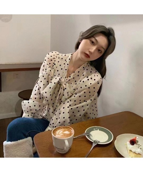 SpRay（スプレイ）の「シアードットボウタイブラウス（シャツ/ブラウス・レディース・オフホワイト/ブラック/ピンク・FREE）」の13枚目の写真