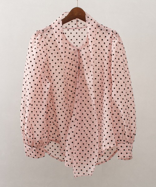 SpRay（スプレイ）の「シアードットボウタイブラウス（シャツ/ブラウス・レディース・オフホワイト/ブラック/ピンク・FREE）」の17枚目の写真