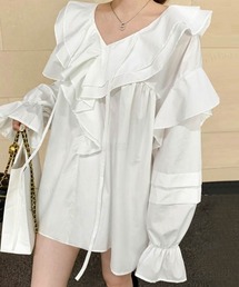 Dalfwin | ラッフル襟フリルミニチュニックワンピース(ワンピース)