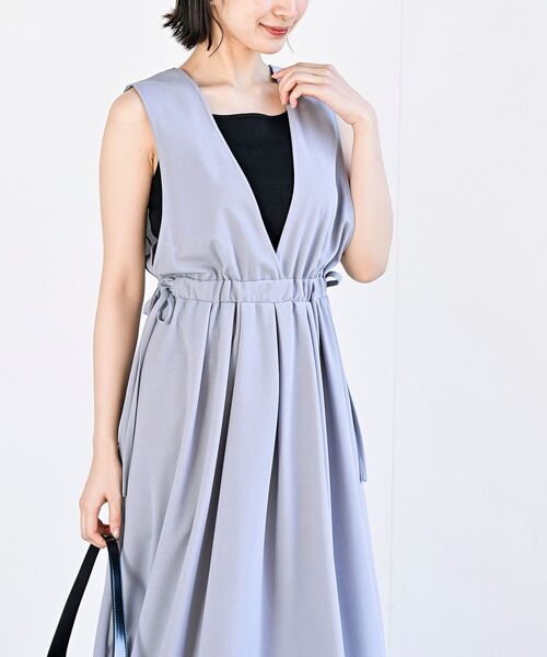 rps（アールピーエス）の「Ｖネックサイドリボンジャンドレ（ジャンパースカート・レディース・ピンクベージュ/グレー/ブラック/ライトカーキ/ネイビー・フリー）」の21枚目の写真
