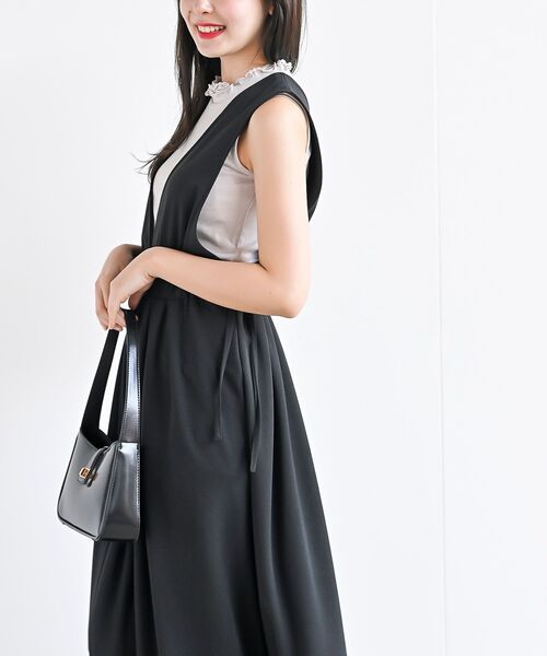 rps（アールピーエス）の「Ｖネックサイドリボンジャンドレ（ジャンパースカート・レディース・ピンクベージュ/グレー/ブラック/ライトカーキ/ネイビー・フリー）」の22枚目の写真