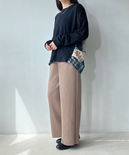 AS KNOW AS plus（アズノゥアズプラス）の「○ベルト付き カットOK!! プリーツパンツ（その他パンツ・レディース・イエロー/ブラック/カーキ/アイボリー/モカ/ライトカーキ/グリーン系/ブラック系/グレー系/アイボリー系/チャコールグレー/ブルー/カーキ系1/ベージュ系1/グレー系1/アイボリー系1/グレー系2/アイボリー系2/ブラウン系1・FREE）」の10枚目の写真